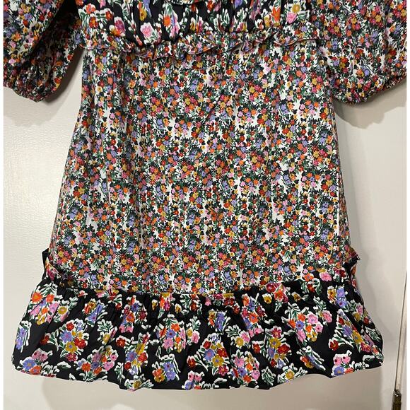 For Love & Lemons Hudson Mini Dress Black Floral Size Medium NWT Stretchy Back - Picture 7 of 15